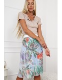 Pleated skirt with plant motifs, blue MP81827 - Online store - Boutique